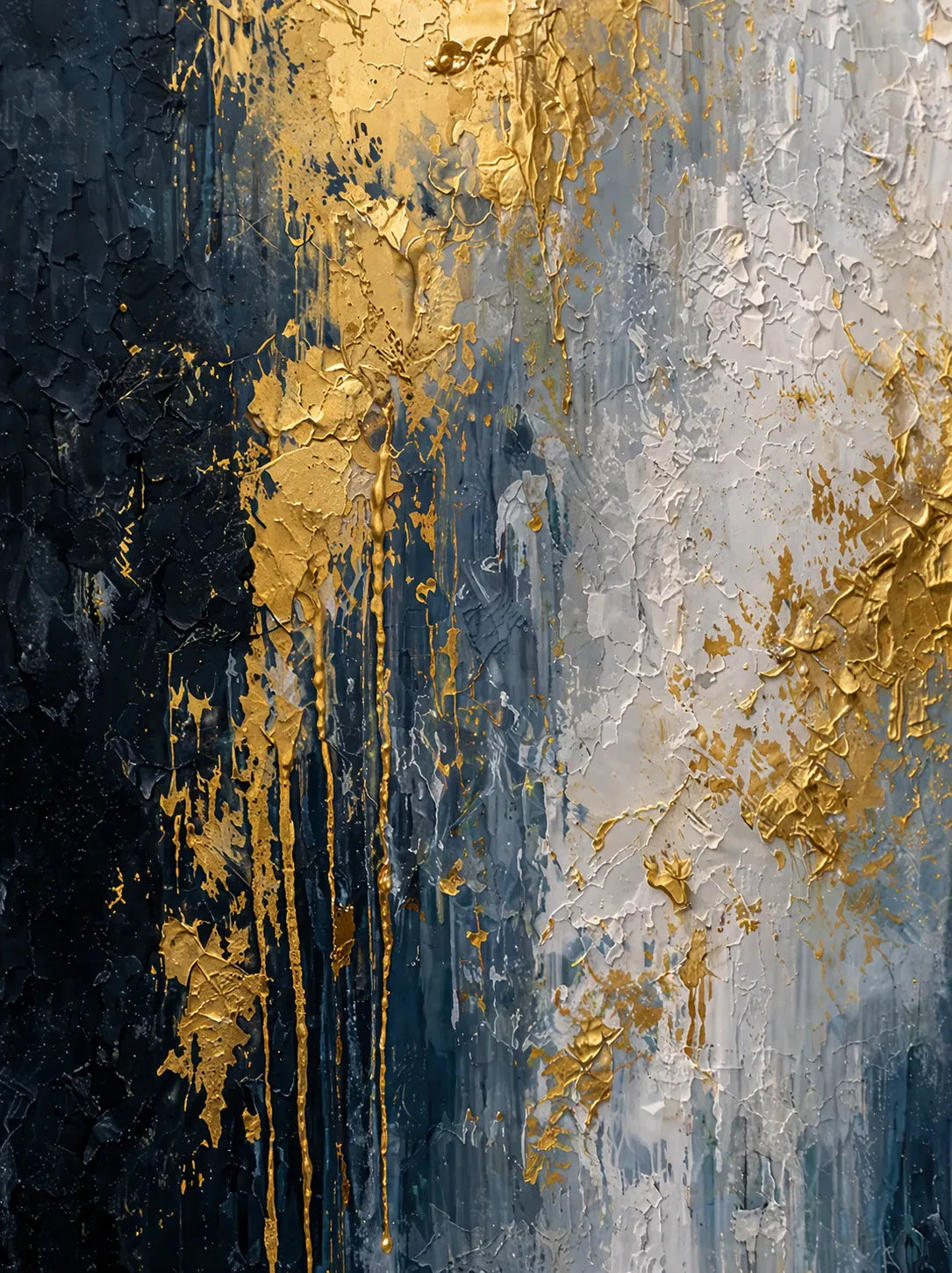 Blue & Gold Abstract Painting AA#0269