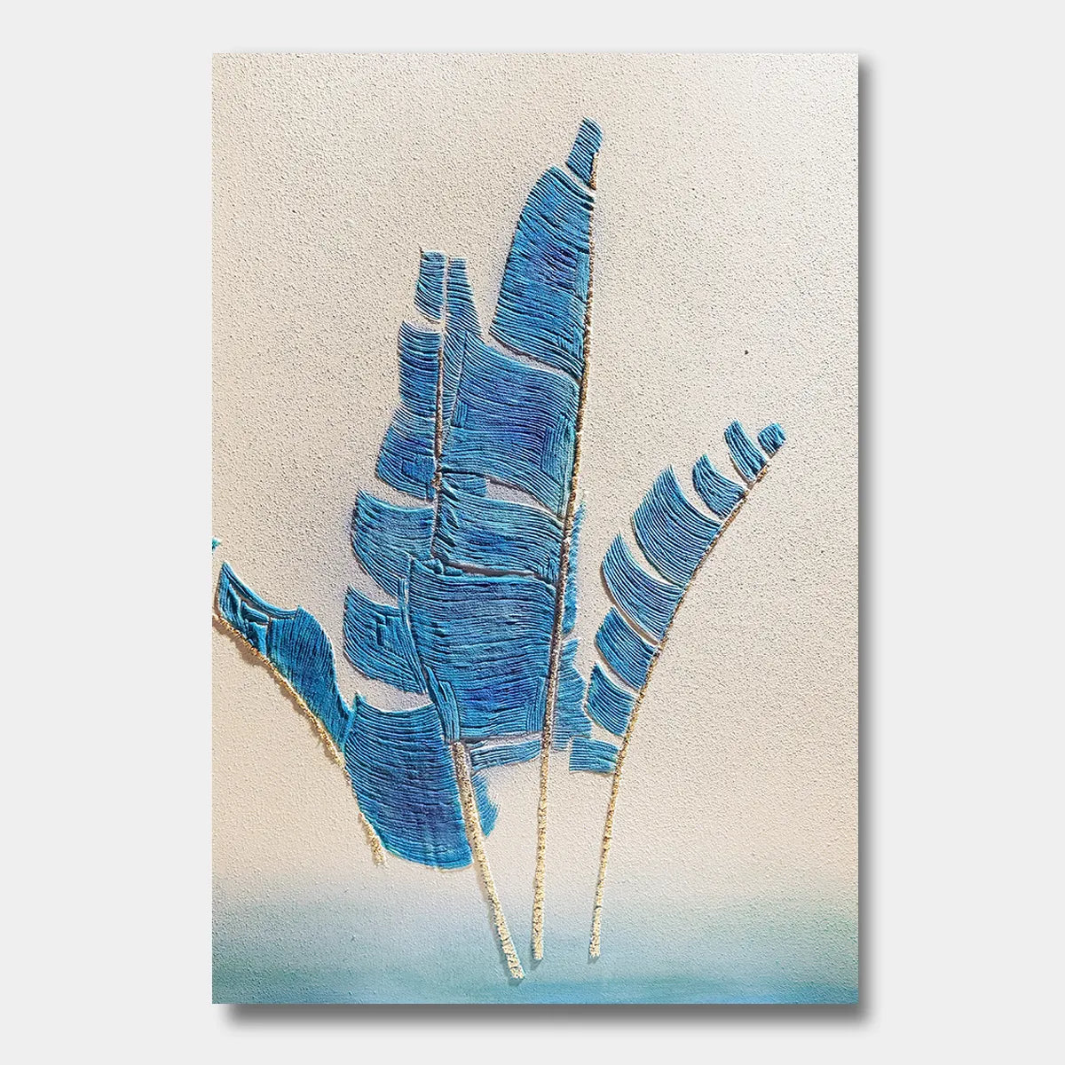 Azure Palm Fronds Textured Abstract Art PM#3621