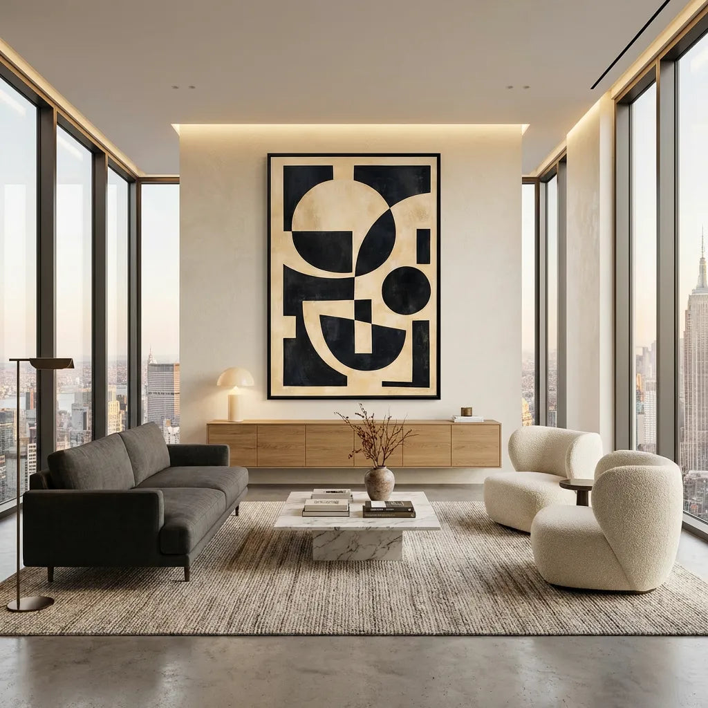 Beige Geometric Abstract Painting AP#0628
