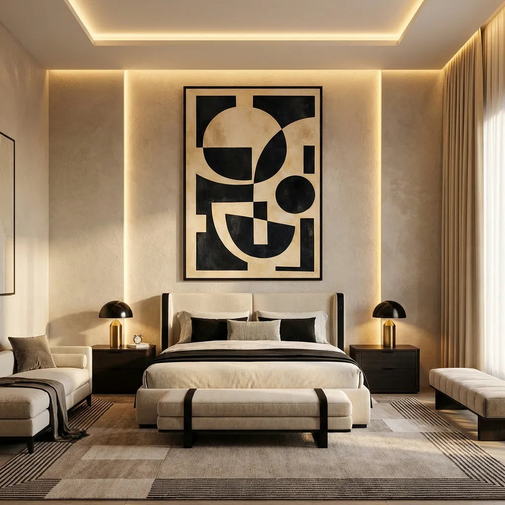 Beige Geometric Abstract Painting AP#0628