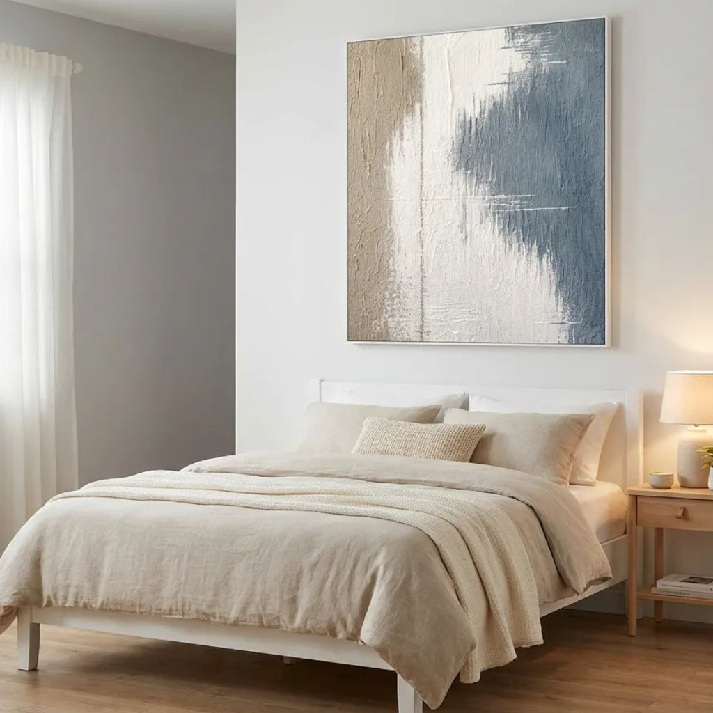 Beige & Blue Abstract Painting AA#0259