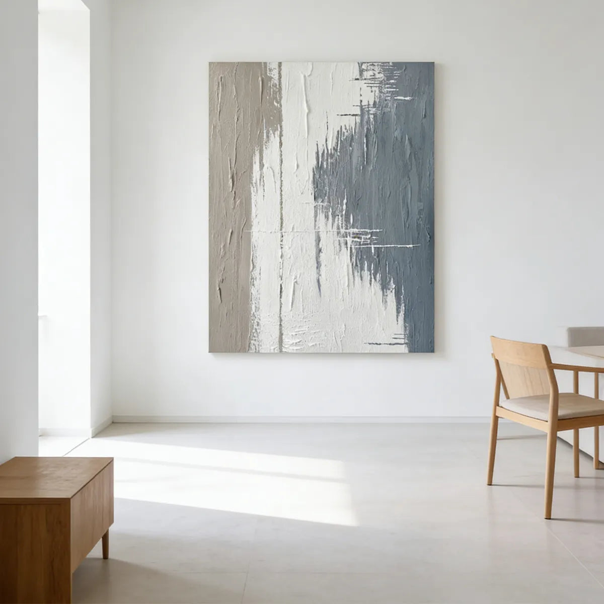 Beige & Blue Abstract Painting AA#0259