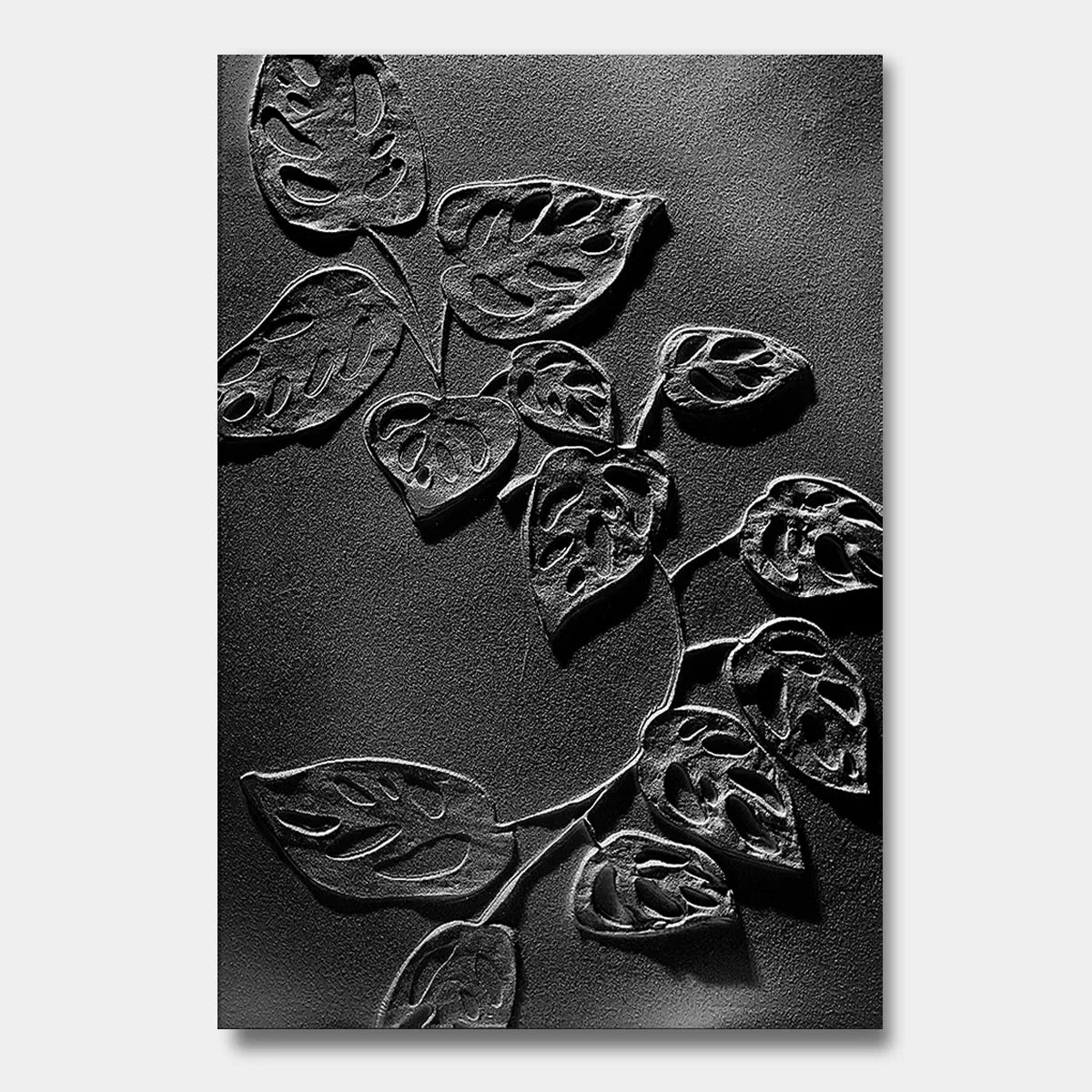 Black Botanical Relief Canvas PM#3658