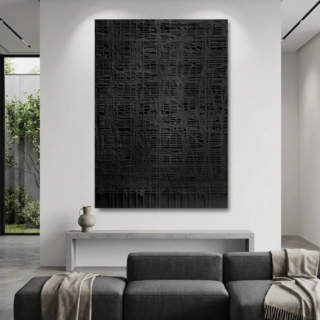 Black Geometric Texture Canvas PM#3660