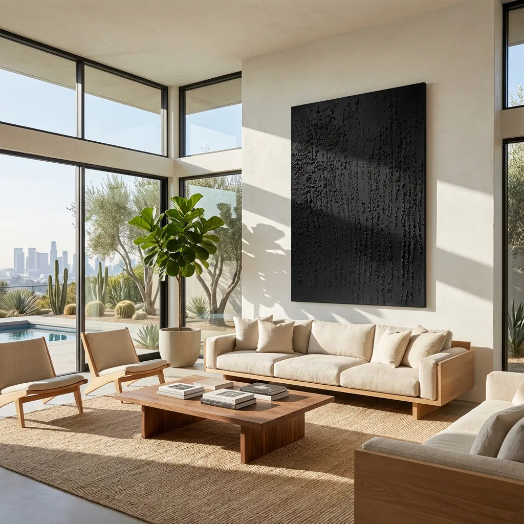 Black Textured Abstract Canvas PM#3673