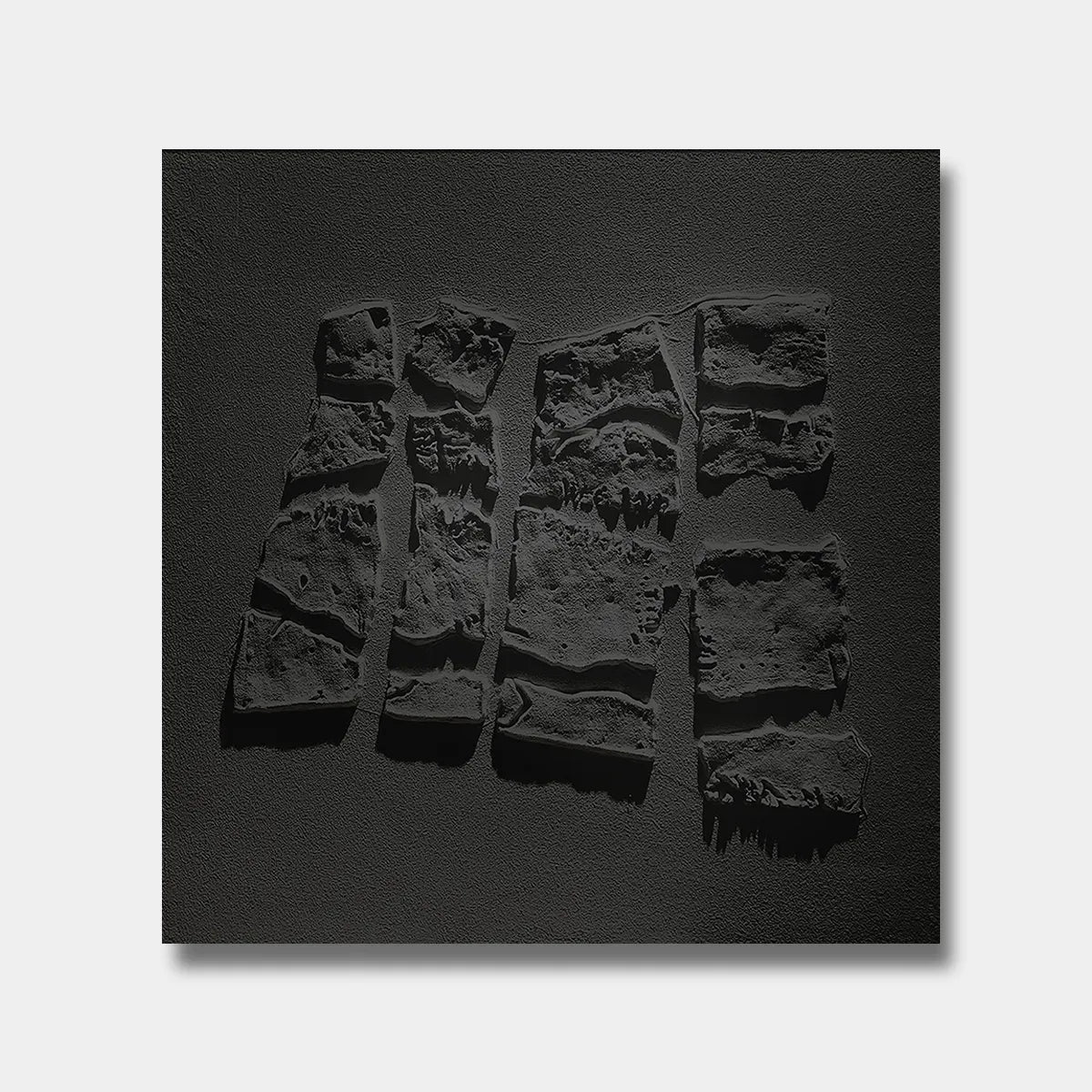Black Textured Relief Abstract Painting PM#3689