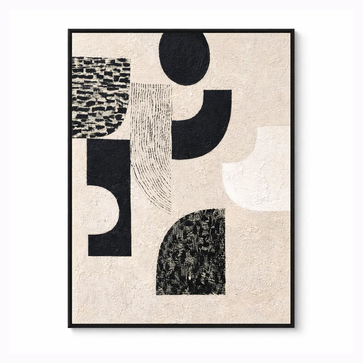 Black & Beige Geometric Abstract Painting AA#0285