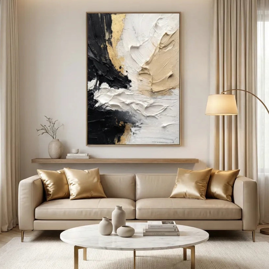 Black & Gold Abstract Painting AA#0268