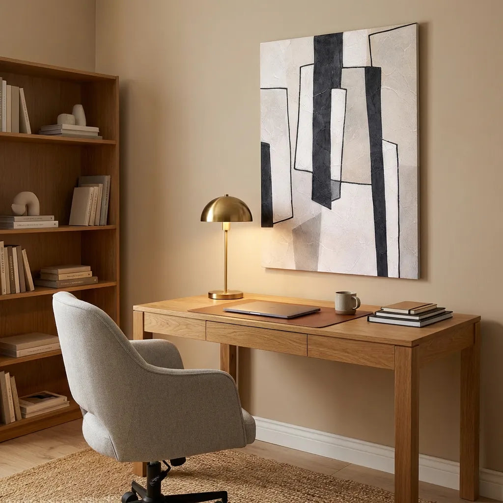 Black & Neutral Architectural Abstract Painting AA#0286