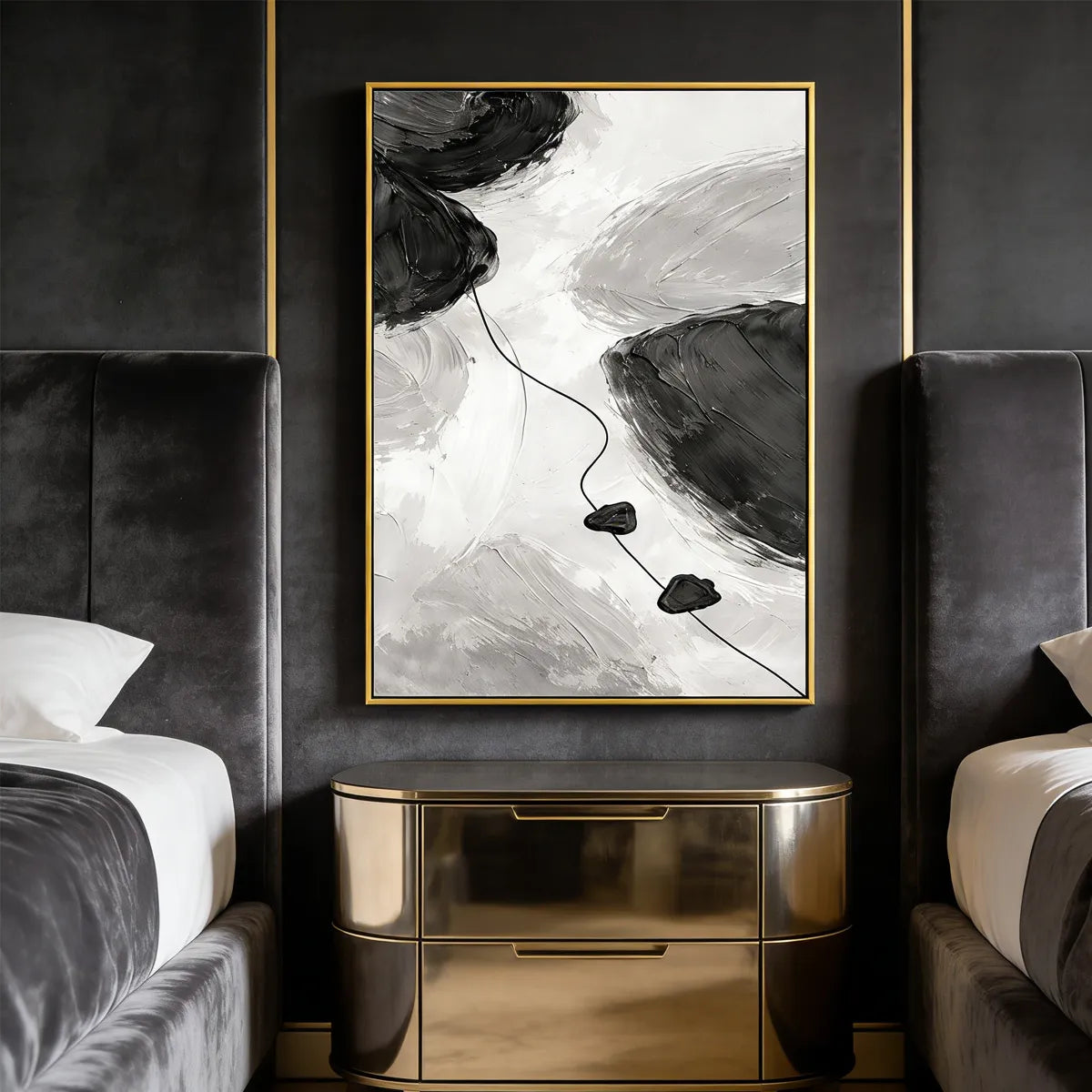 Black & White Abstract Painting AA#0202