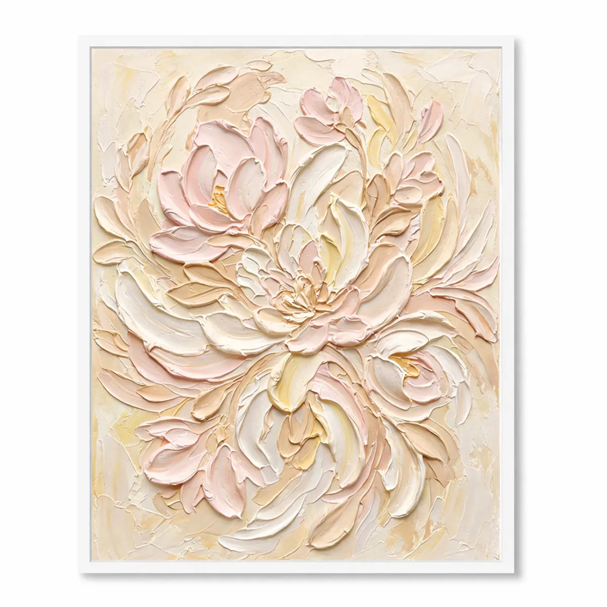 Blush Cream Abstract Floral Painting AA#0235
