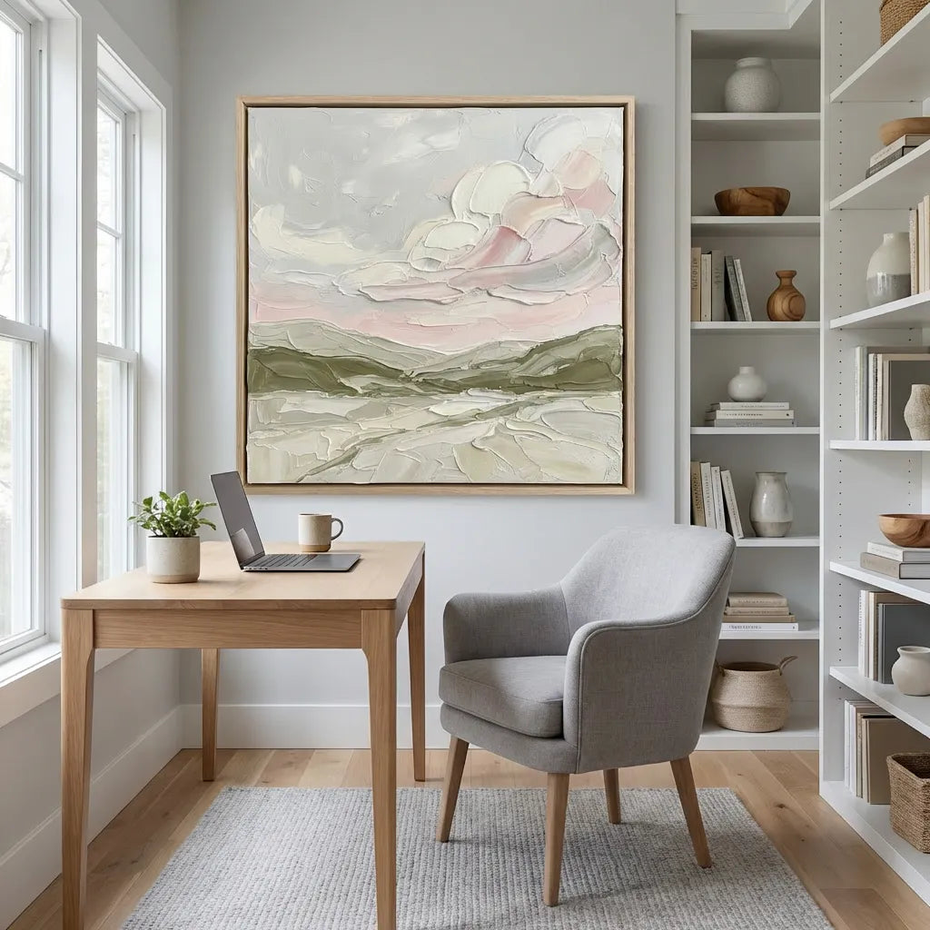 Blush Sky Impasto Landscape Painting AA#0222