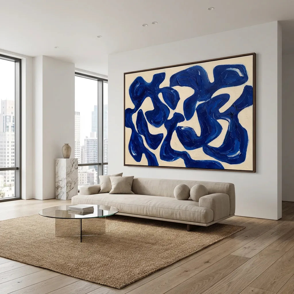 Cobalt Rhythm-Blue Abstract Painting AP#0625