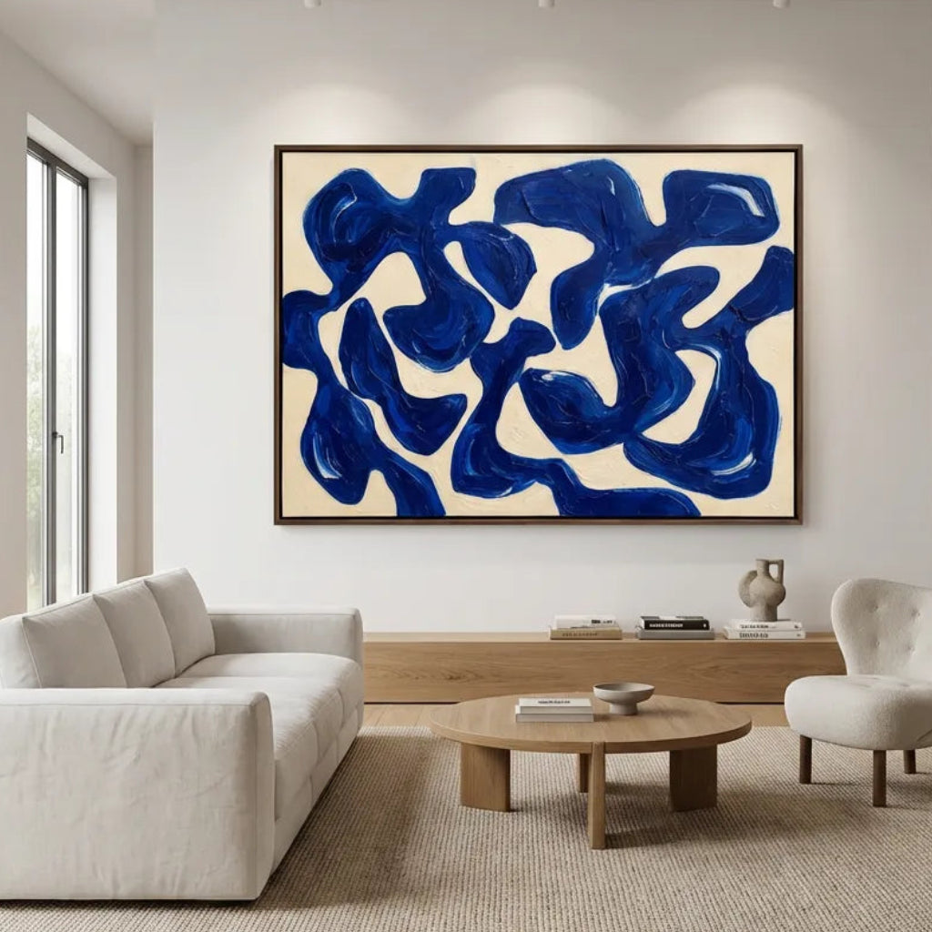 Cobalt Rhythm-Blue Abstract Painting AP#0625