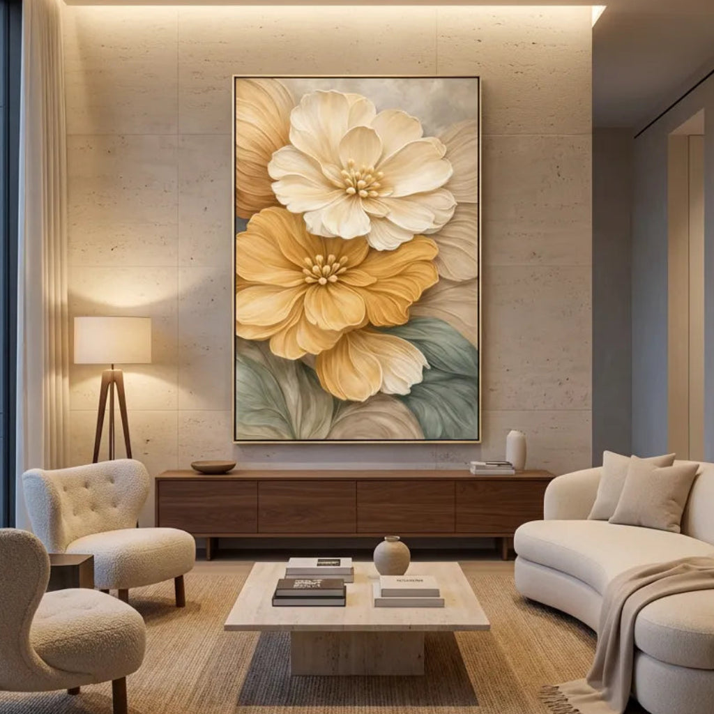 Cream Botanical Flower Painting AP#0659