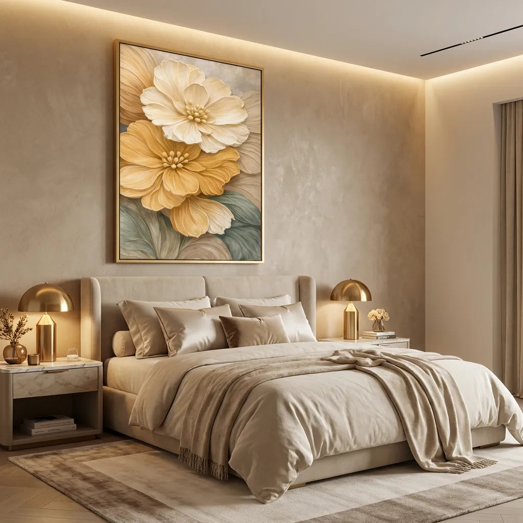 Cream Botanical Flower Painting AP#0659