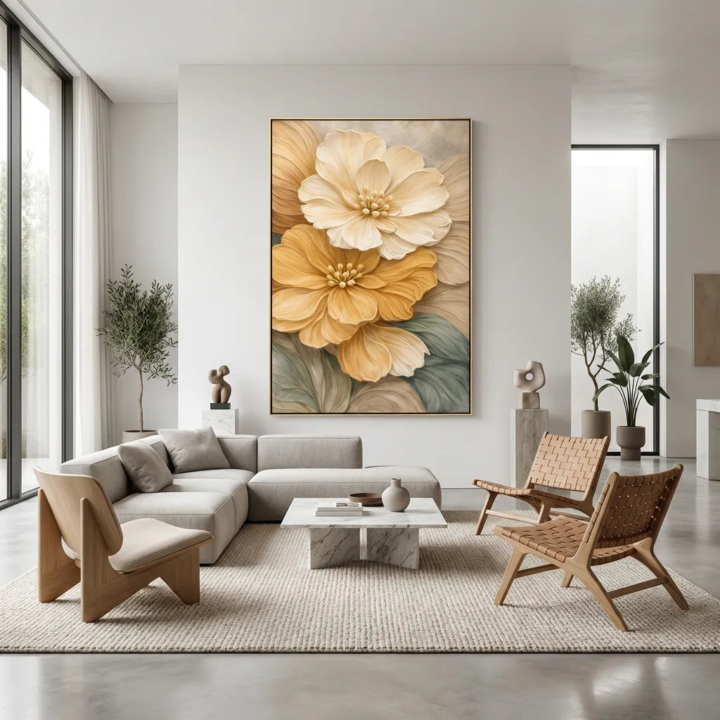 Cream Botanical Flower Painting AP#0659