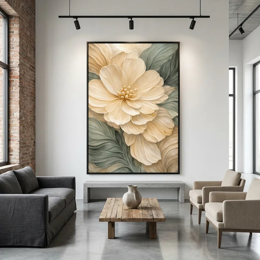 Cream Garden Bloom-Botanical Painting AP#0661