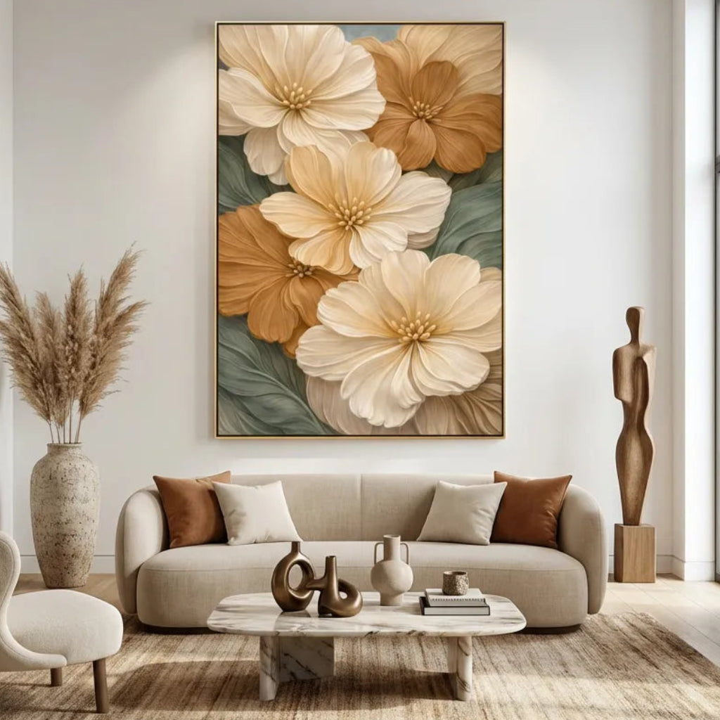 Cream Garden Bloom-Floral Painting AP#0618