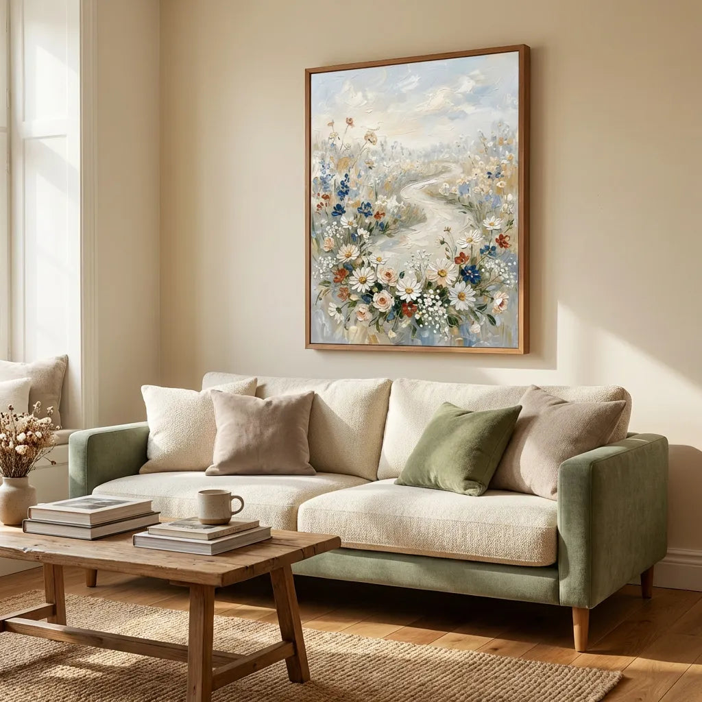 Cream Wildflower Path Painting AA#0253