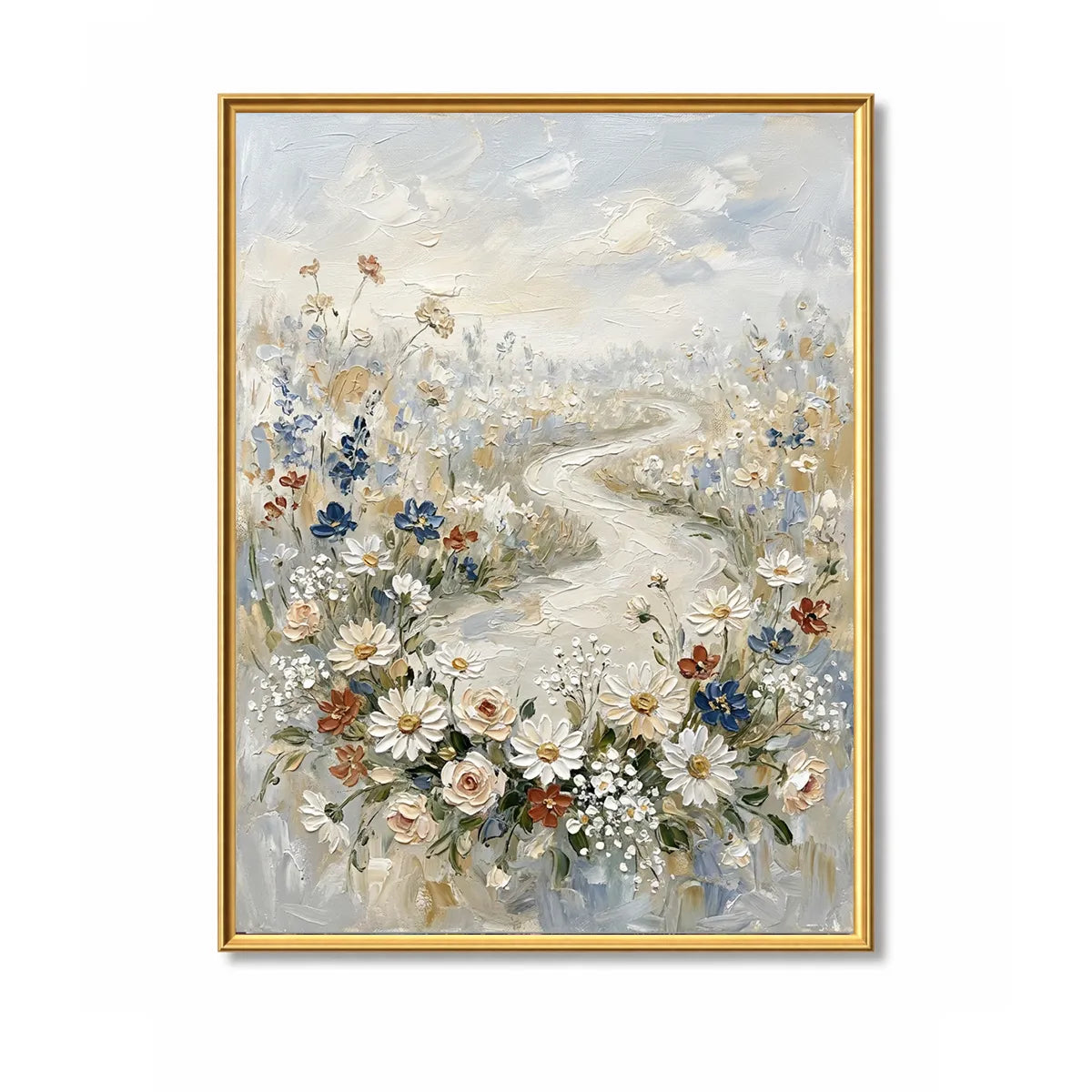 Cream Wildflower Path Painting AA#0253