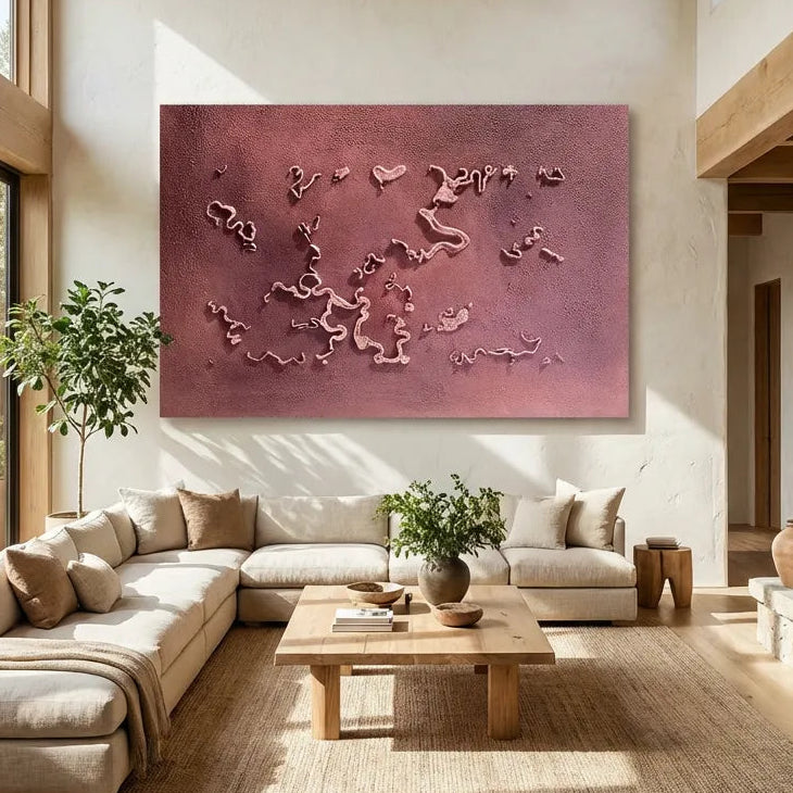 Crimson Drift Rose Terracotta Abstract Relief PM#3632