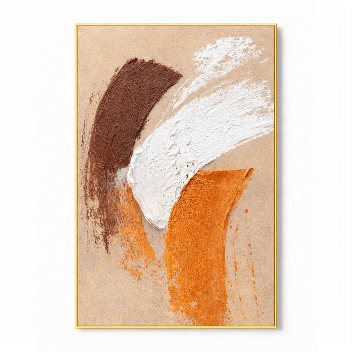 Earth-Tone & White Abstract Painting AA#0281