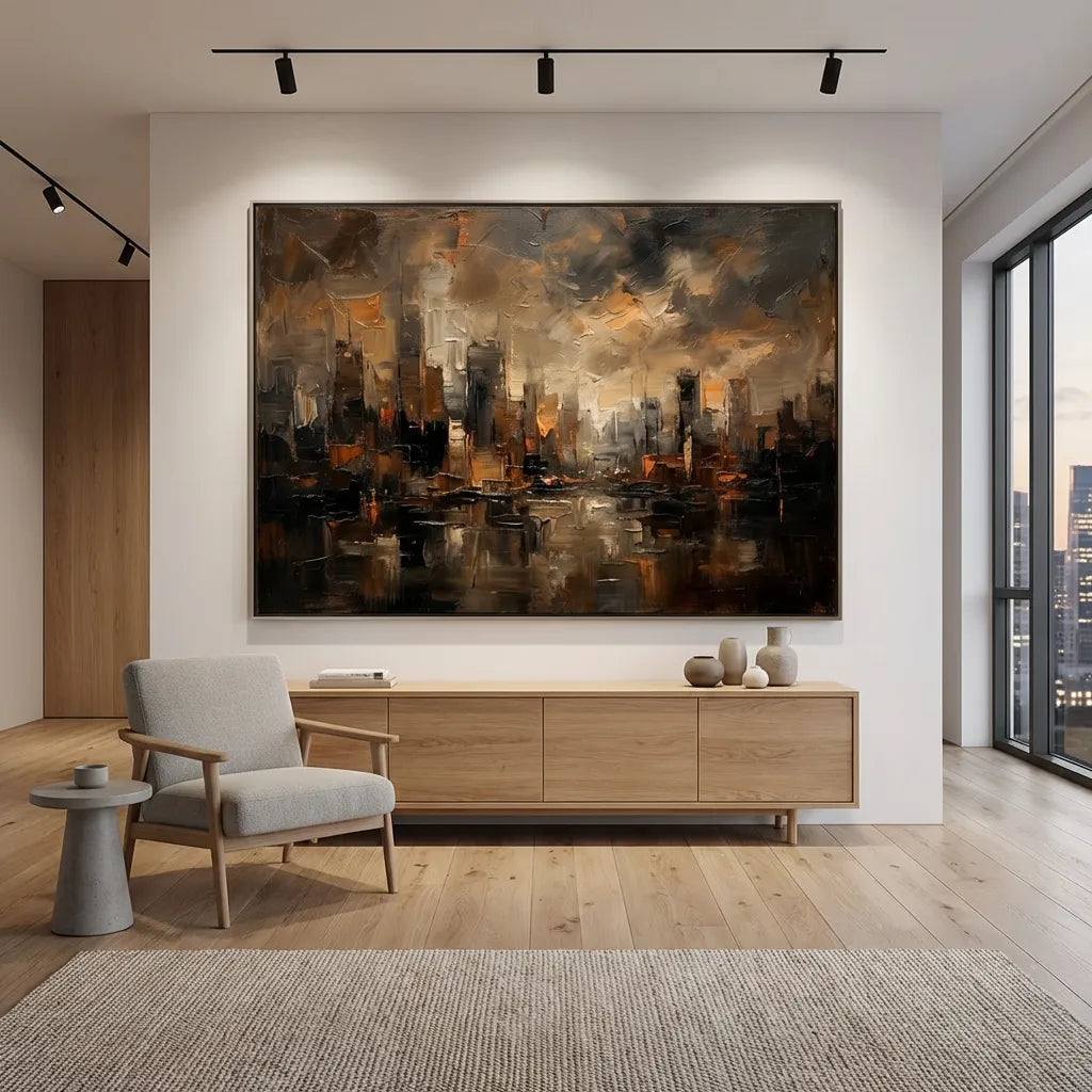 Ember Skyline-Abstract City Painting AP#0649