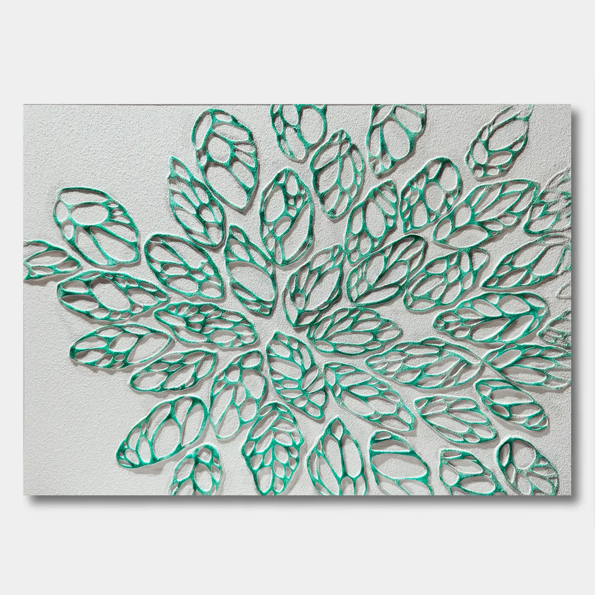 Emerald Leaf Lattice Textured Abstract Art PM#3615