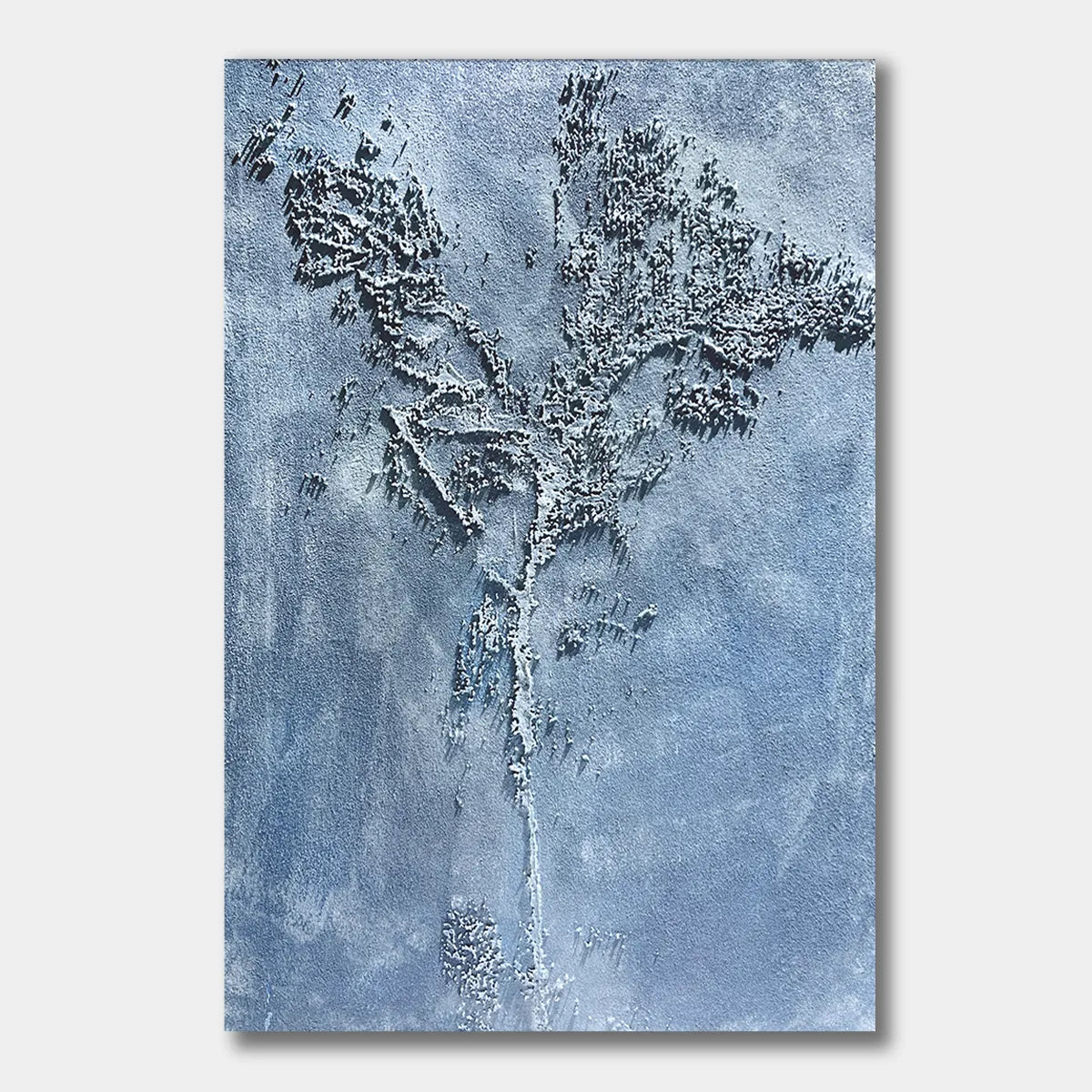 Frosted Blue Branch Textured Abstract Art PM#3608