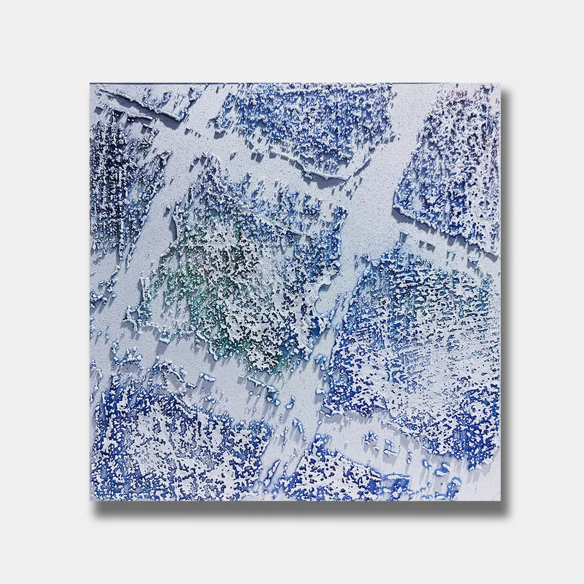 Glacial Ice Blue Textured Abstract Art PM#3607