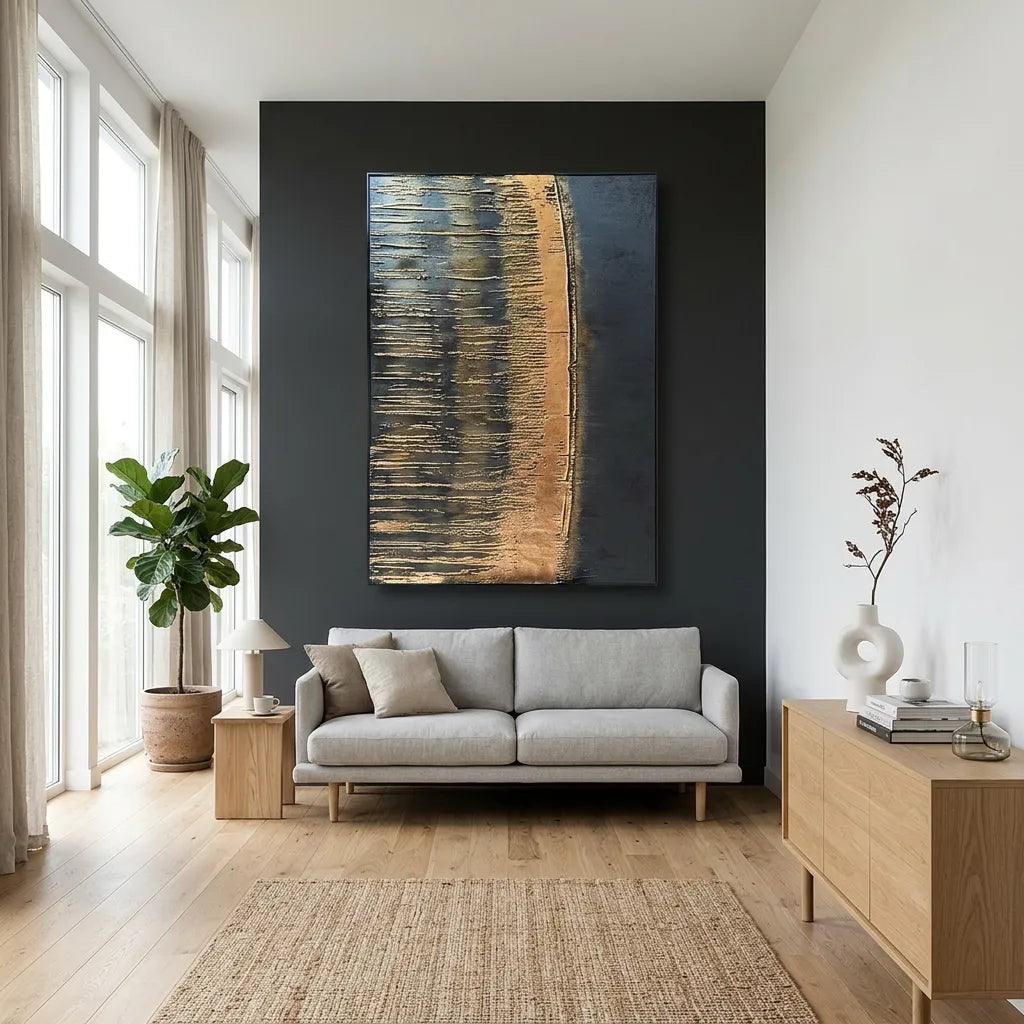 Gold Abstract Relief Print for Luxury Modern Living Room YY#1510