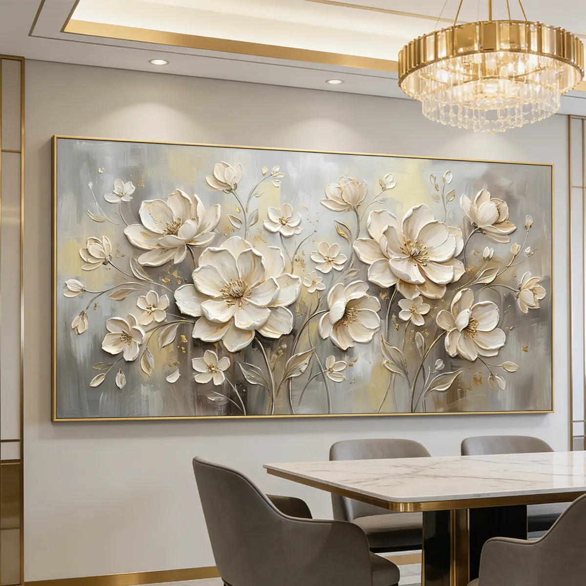 Gold Relief Floral Painting AA#0224