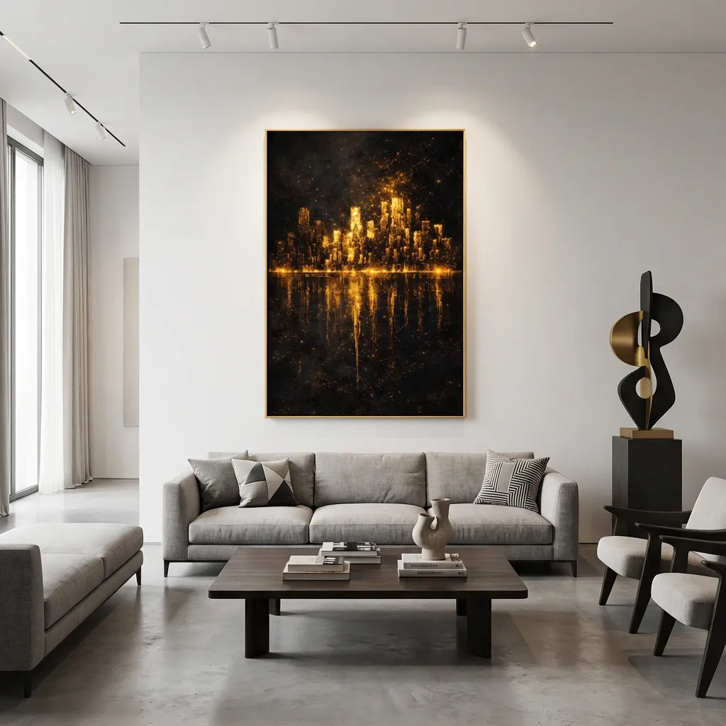 Golden Horizon-City Skyline Painting AP#0620