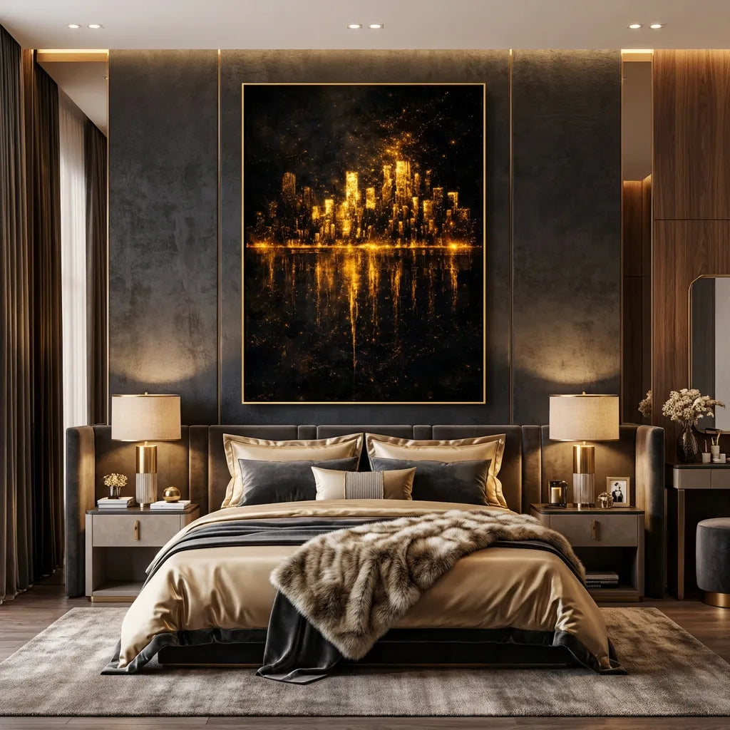 Golden Horizon-City Skyline Painting AP#0620