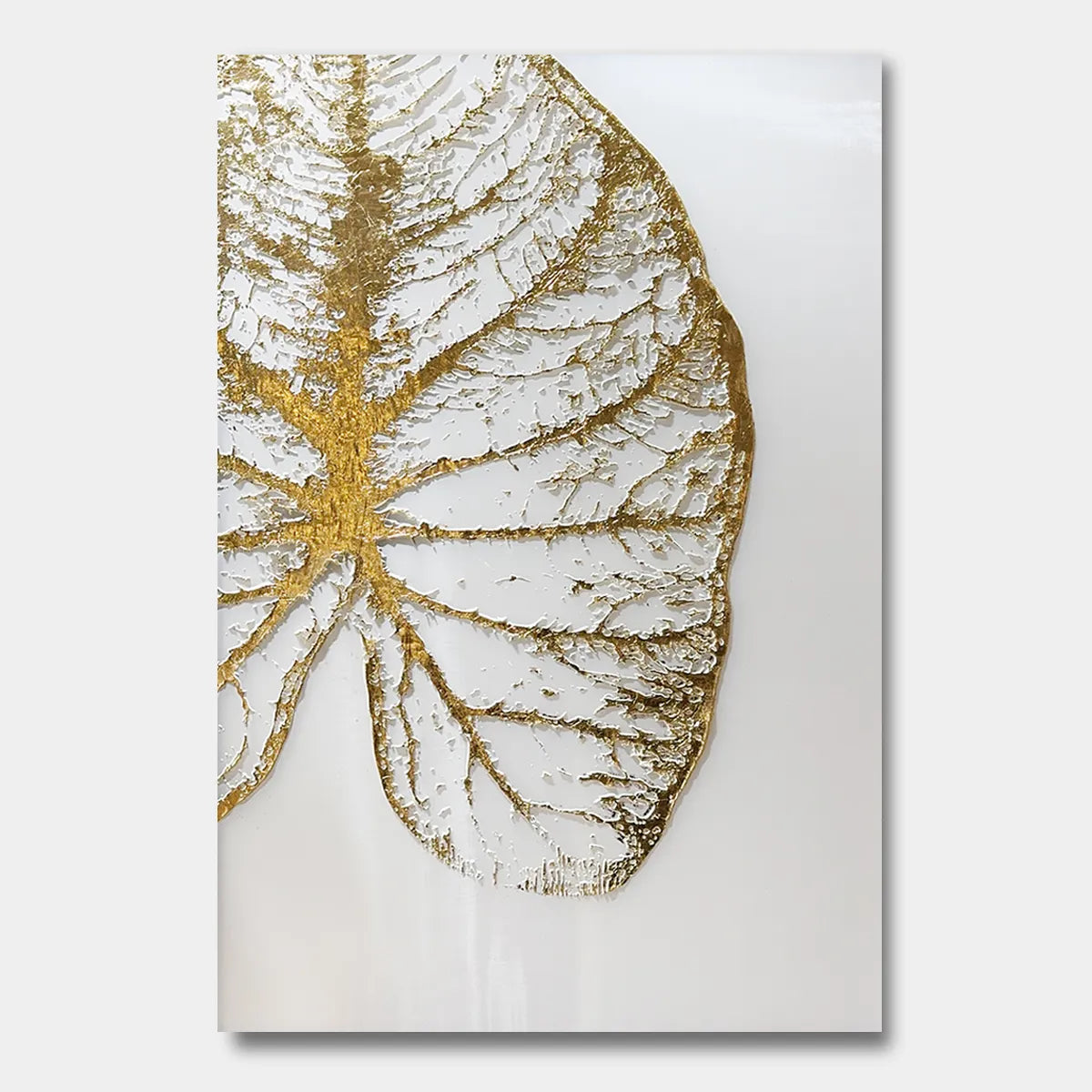 Golden Vein Textured Leaf Relief Canvas PM#3629