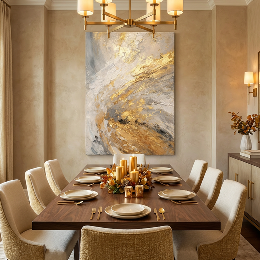 Gray & Gold Abstract Painting AA#0266