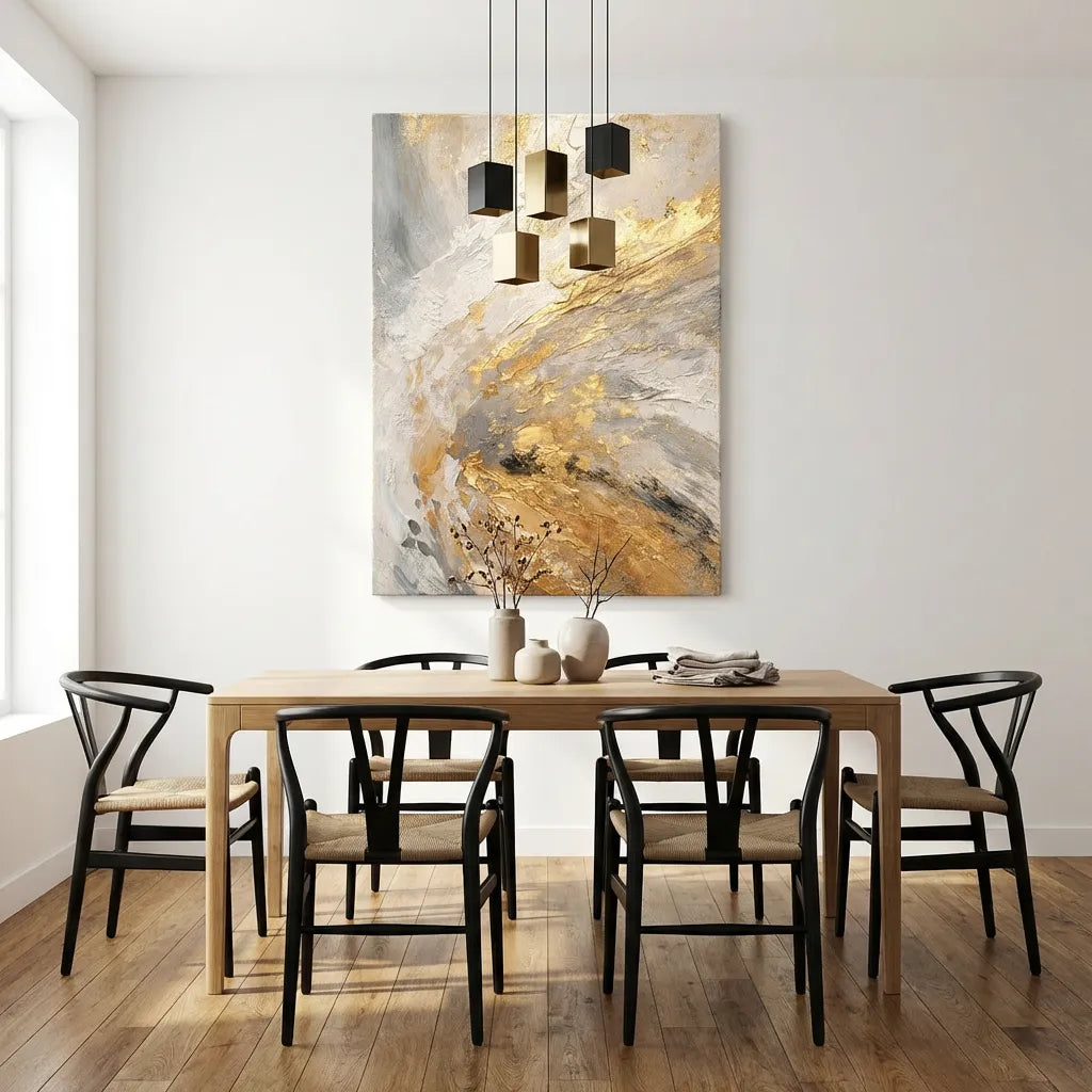 Gray & Gold Abstract Painting AA#0266