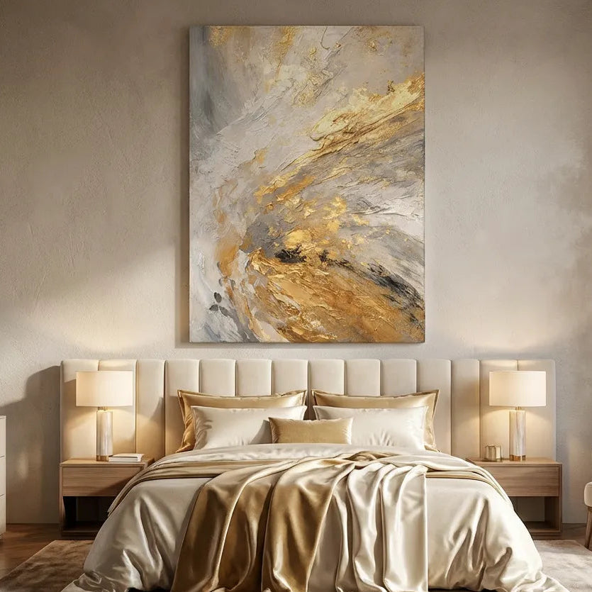 Gray & Gold Abstract Painting AA#0266