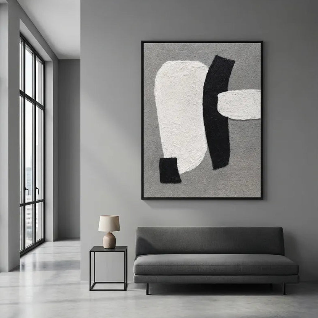 Gray & White Minimalist Abstract Painting AA#0284