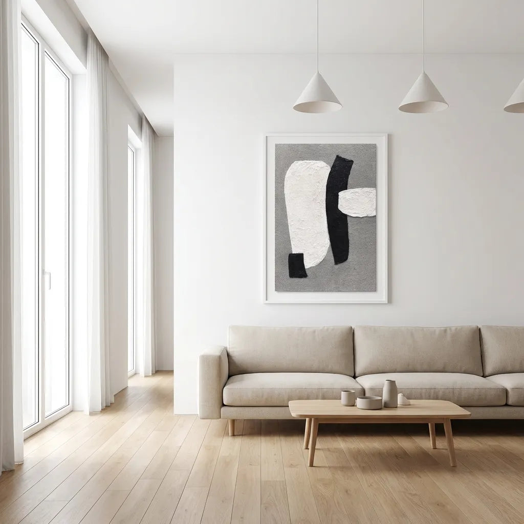 Gray & White Minimalist Abstract Painting AA#0284