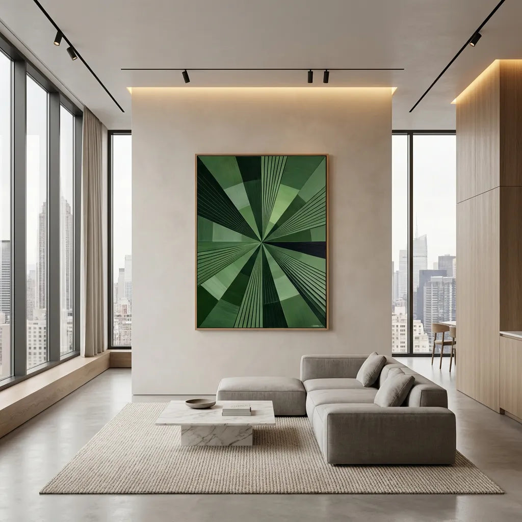 Green Geometric Abstract Painting AP#0650