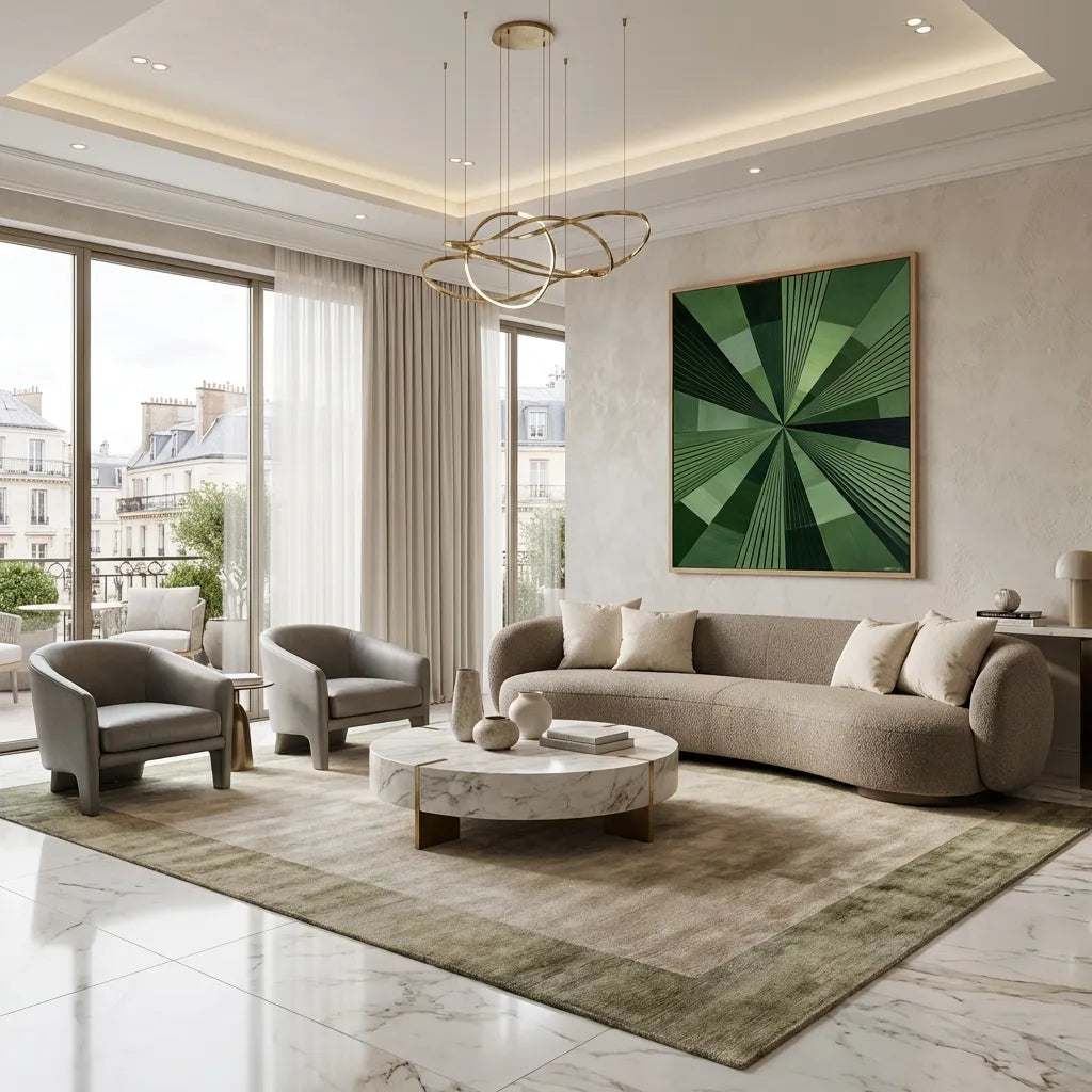 Green Geometric Abstract Painting AP#0650