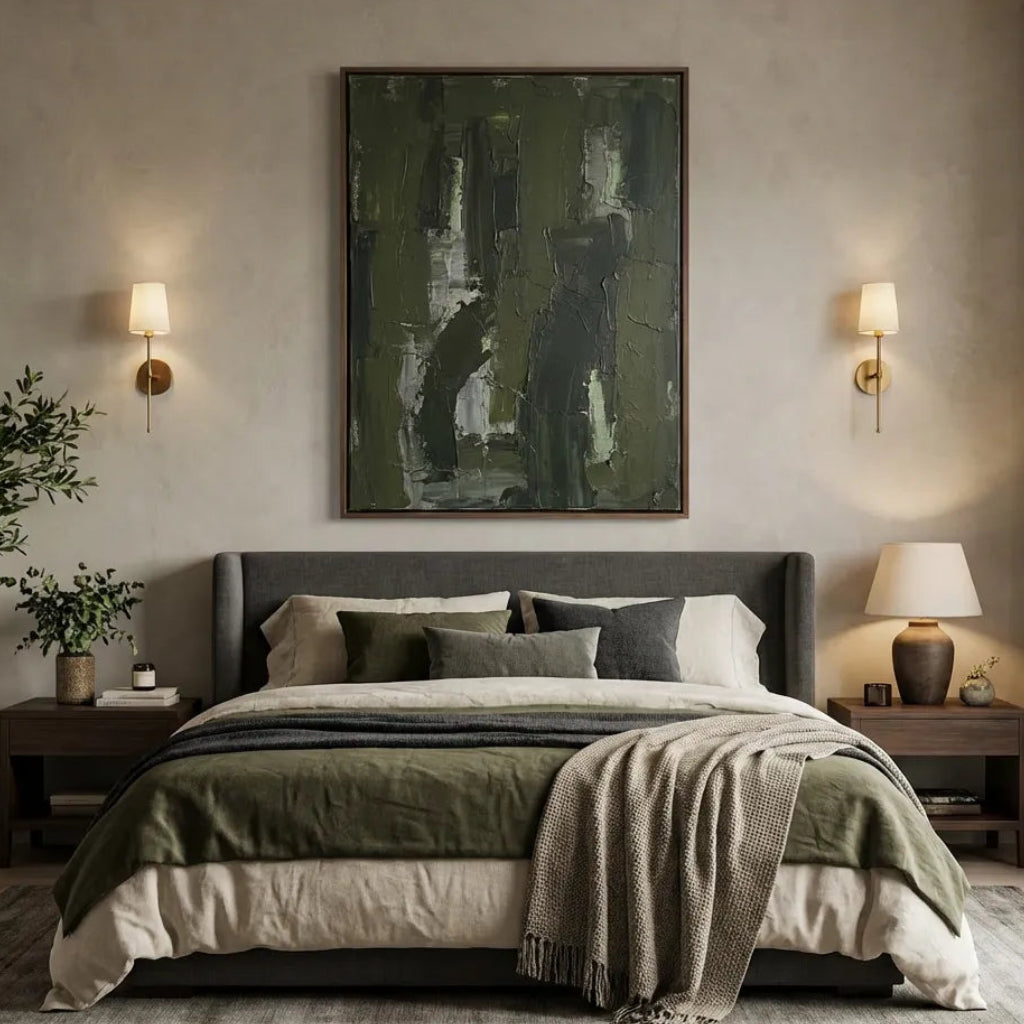 Green Structural Abstract Painting AP#0654