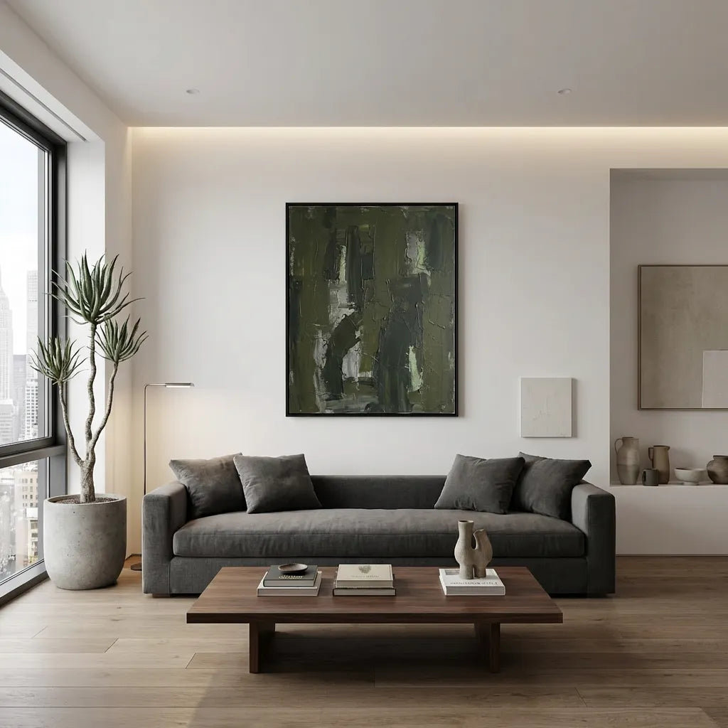 Green Structural Abstract Painting AP#0654