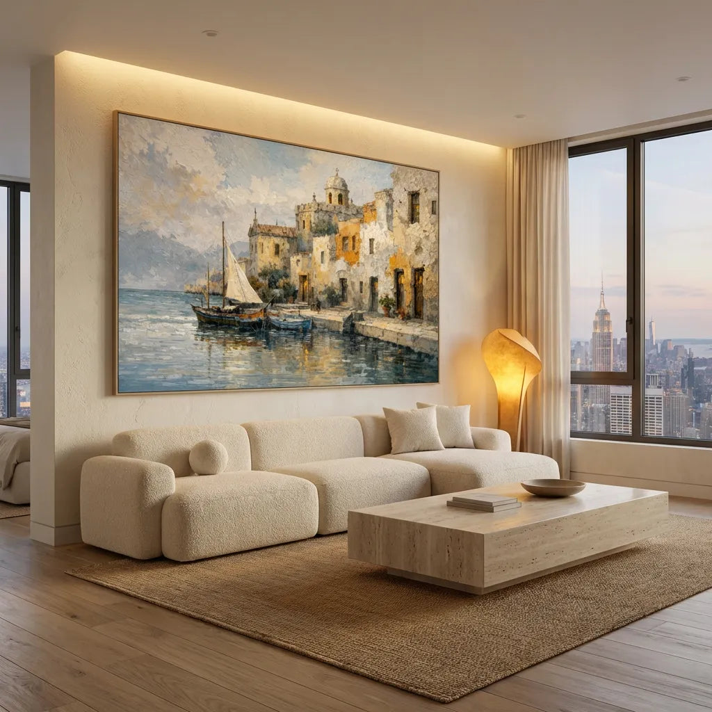 Harbor Light-Mediterranean Coastal Painting AP#0638