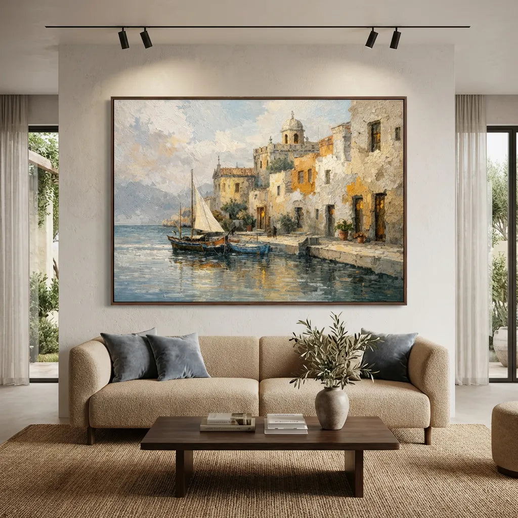 Harbor Light-Mediterranean Coastal Painting AP#0638