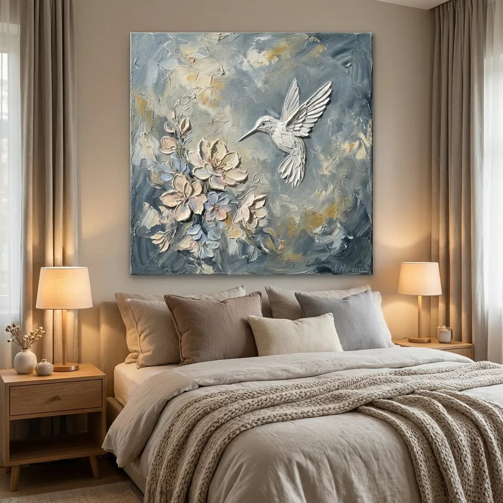 Hummingbird Floral Oil Painting AA#0226