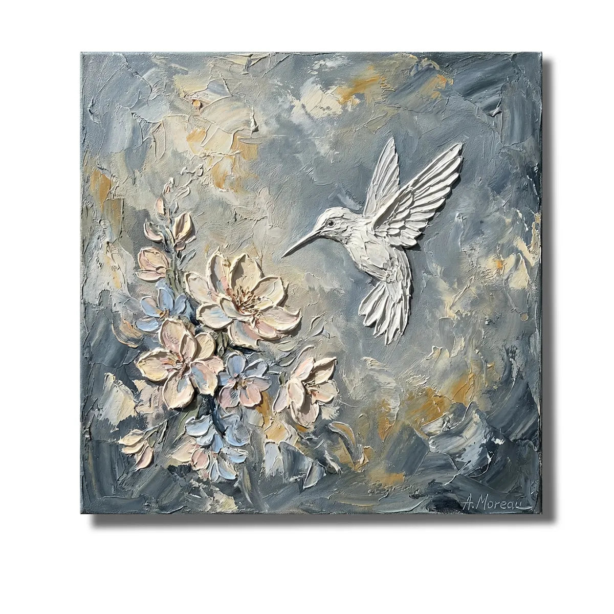 Hummingbird Floral Oil Painting AA#0226