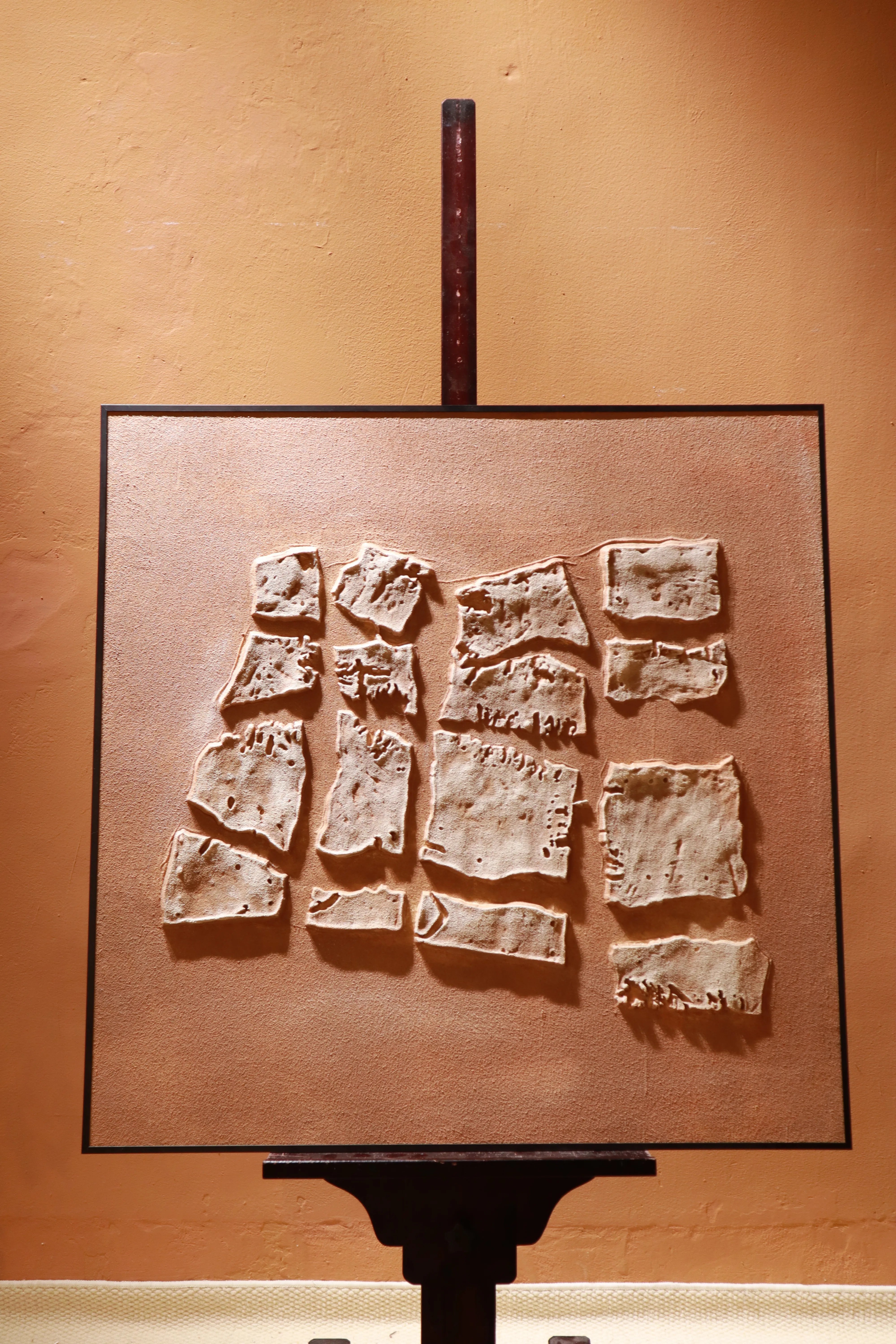 Ancient Tablet-Inspired 3D Textured Abstract Art PM#3605